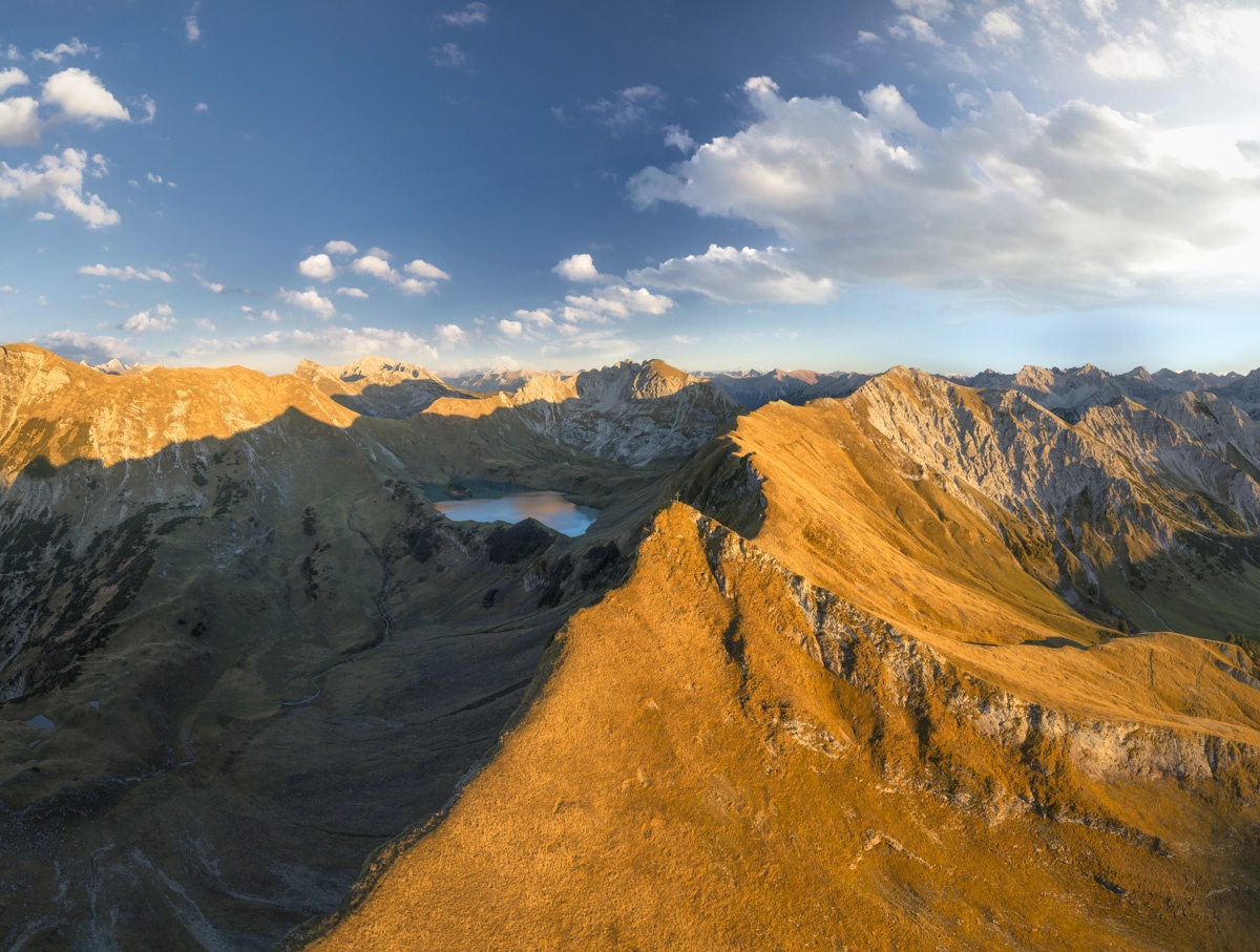allgäu bilder Panorama Allgäu Alpen Berge Hinterstein Herbst Schrecksee Herbstfarben Laub goldener Herbst Indian Summer Oberallgäu rot blauer himmel sonne