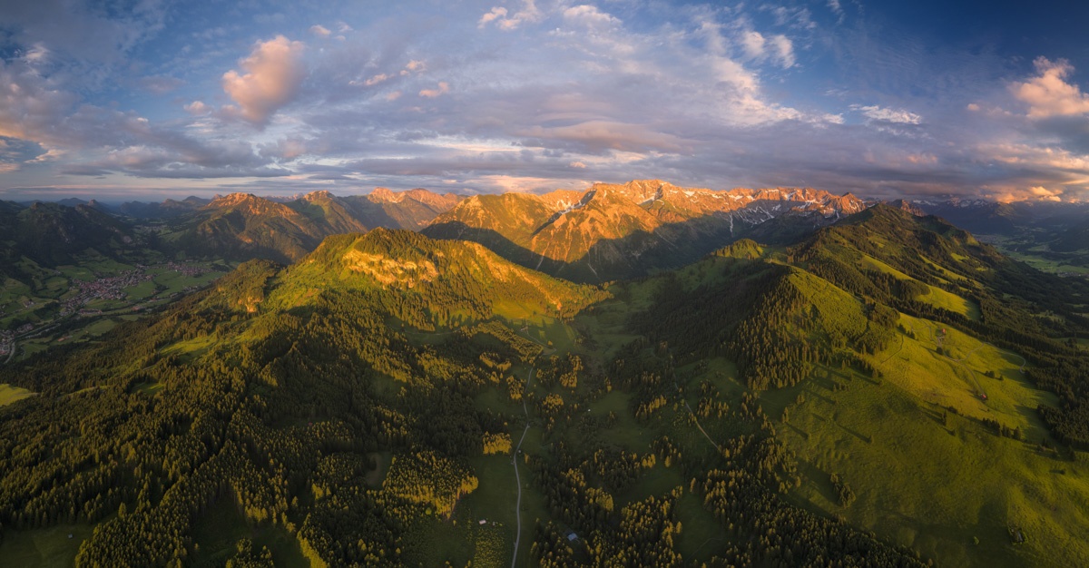 Meine Lieblingsmotive - 0683 - 80b6d3cb 1 Panorama Allgäu Alpen Berge Hindelang Sommer Sonnenuntergang Sonnenaufgang Oberallgäu orange blau sonne