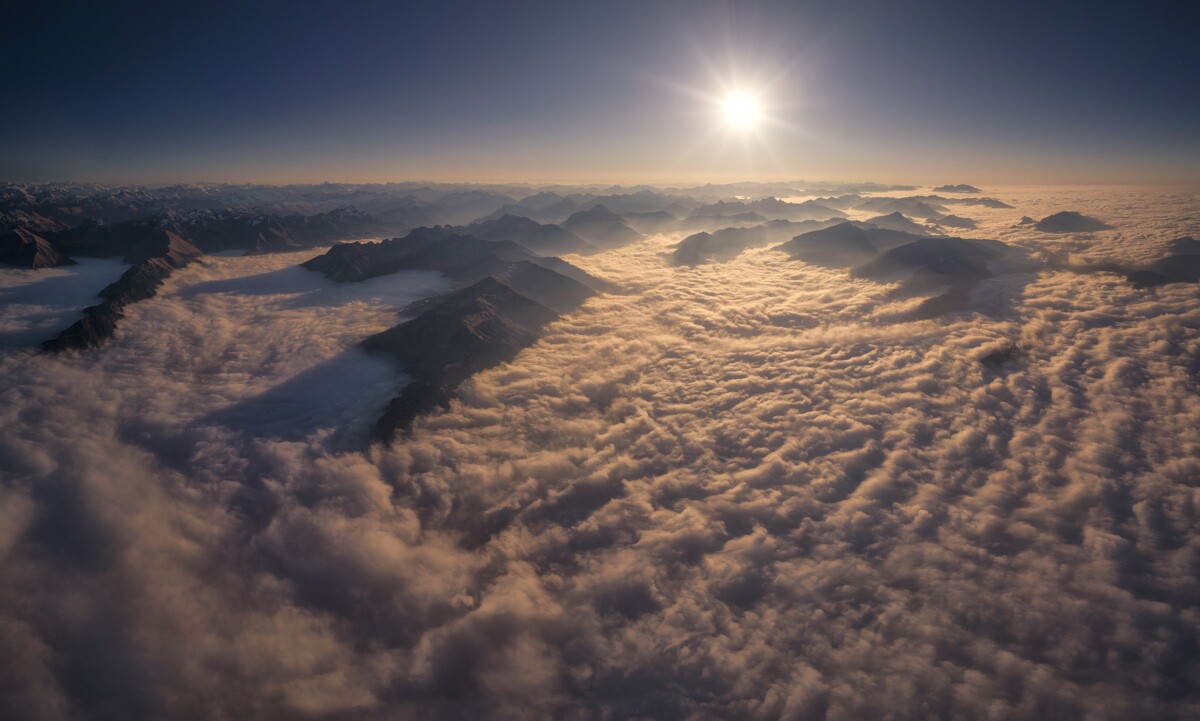 Panorama Allgäu Alpen Berge Oberstdorf Herbst Autumn Höfats Krottenkopf Fürschießer Nebel Nebelmeer Sonnenuntergang Alpenglühen Oberallgäu blau rot orange sonne